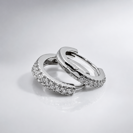 Silver Zirconia Huggie Earrings