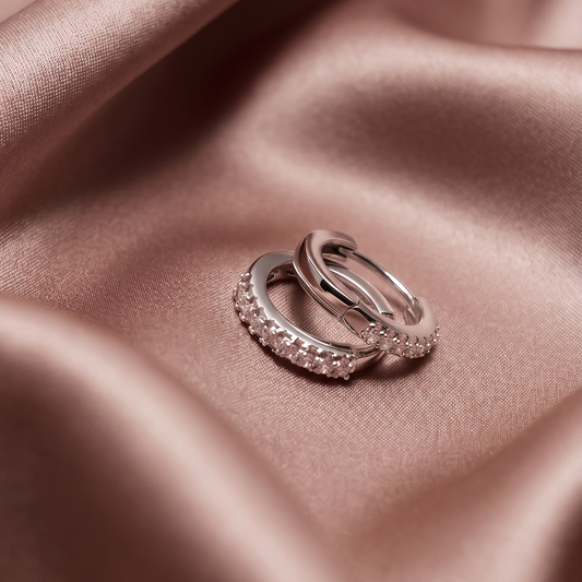 Silver Zirconia Huggie Earrings