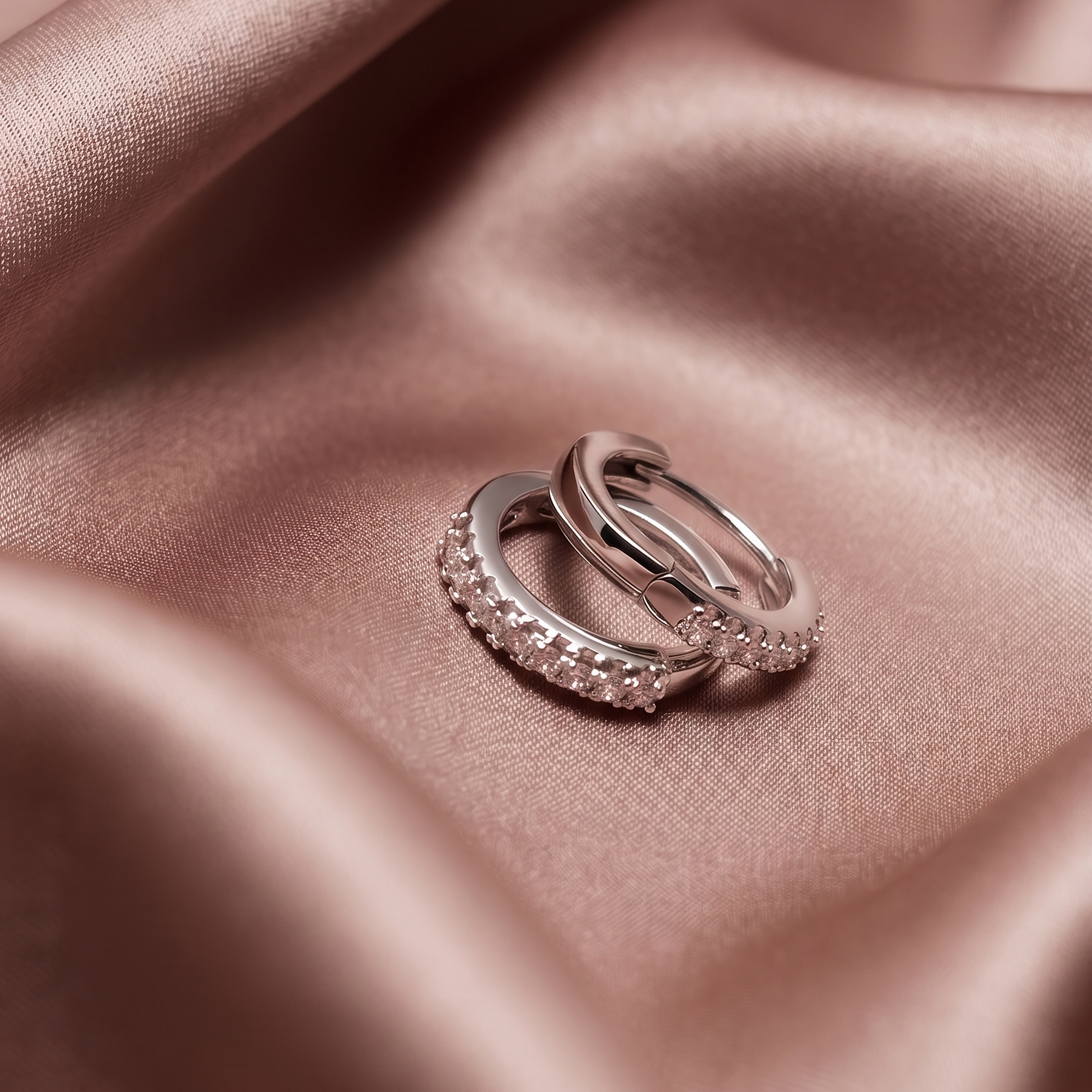 Zirconia Huggie Hoop Earrings - Image 2