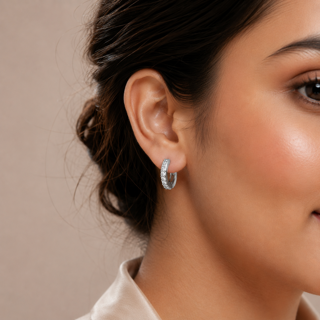 Zirconia Huggie Hoop Earrings - Image 3