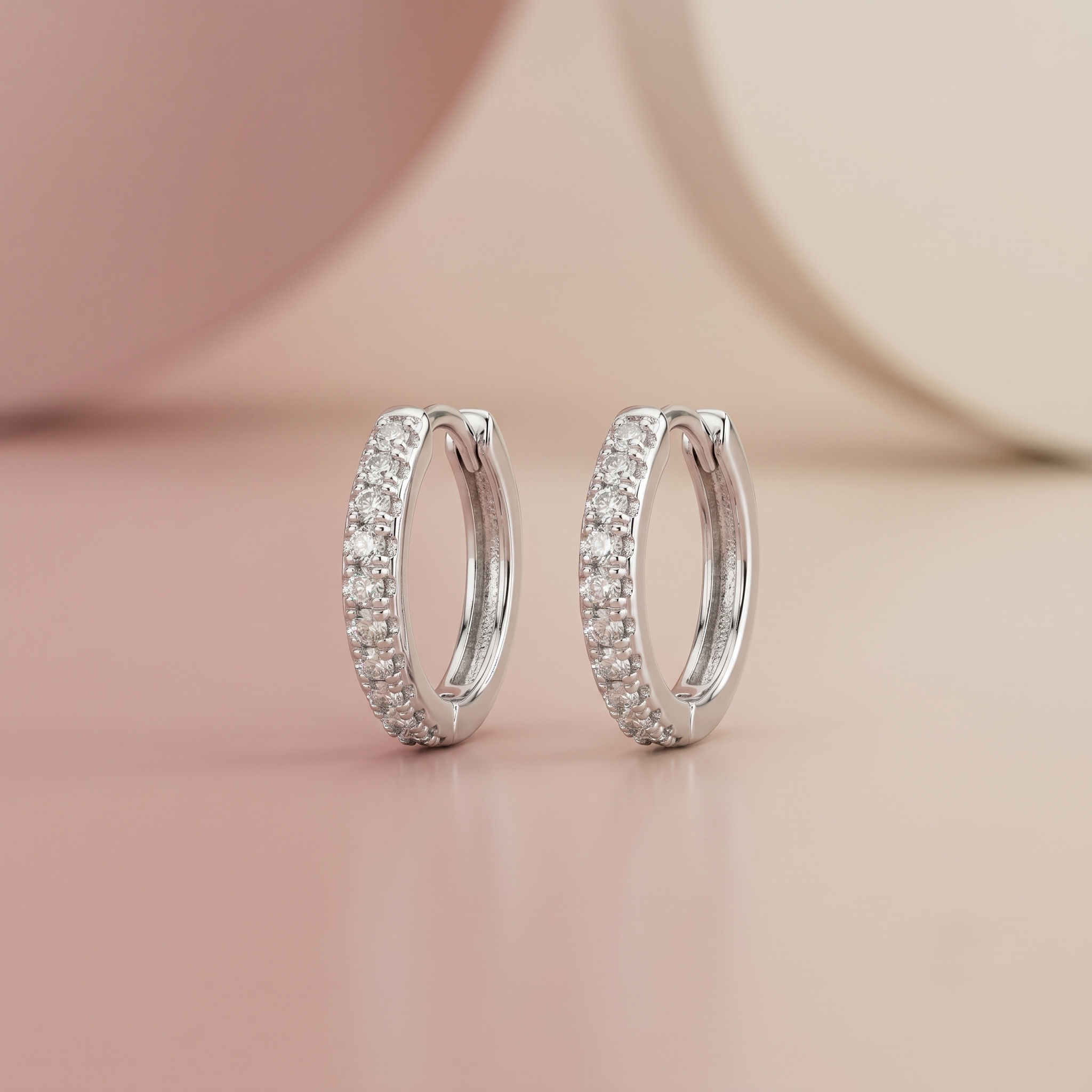 Zirconia Huggie Hoop Earrings - Image 4
