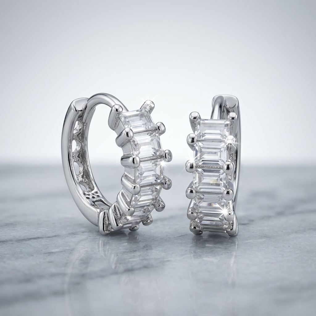 Baguette Hoop Earrings - Image 2