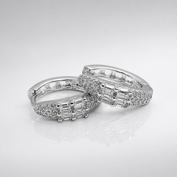 Silver Pavé Hoop Earrings