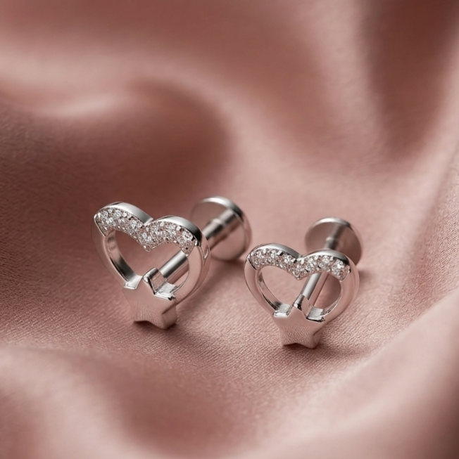 Crystal Heart Stud Earrings - Image 3