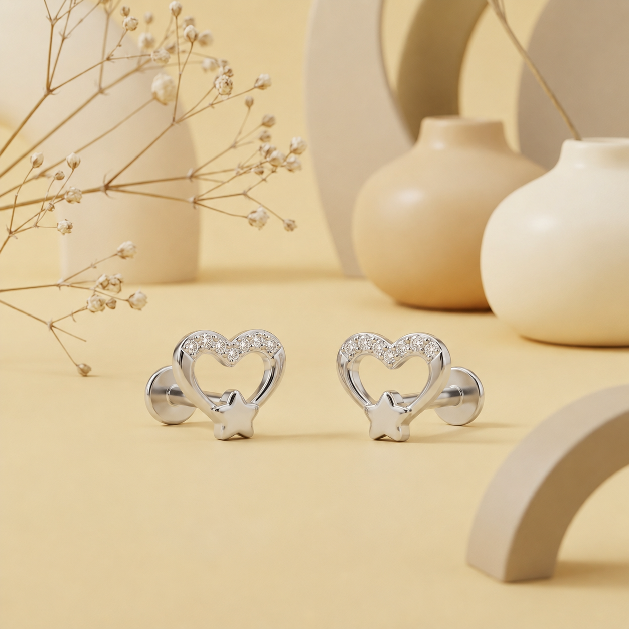 Crystal Heart Stud Earrings - Image 2