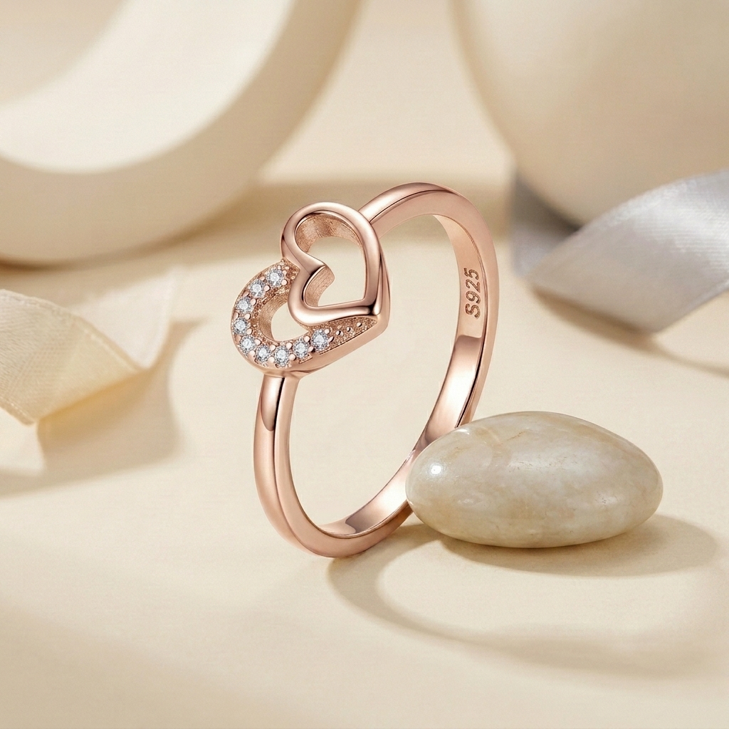 Rose Gold Velora Heart Ring - Image 3