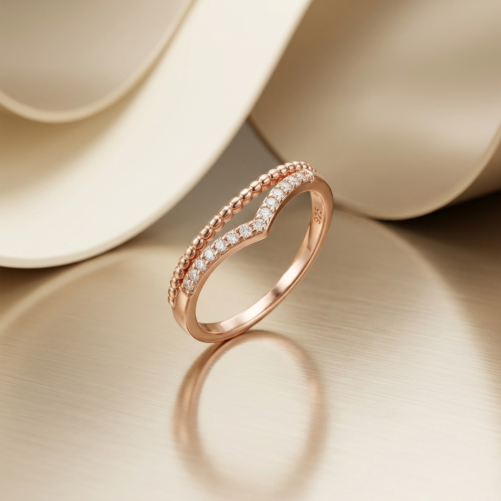 Rose Gold Chevron Ring - Image 2
