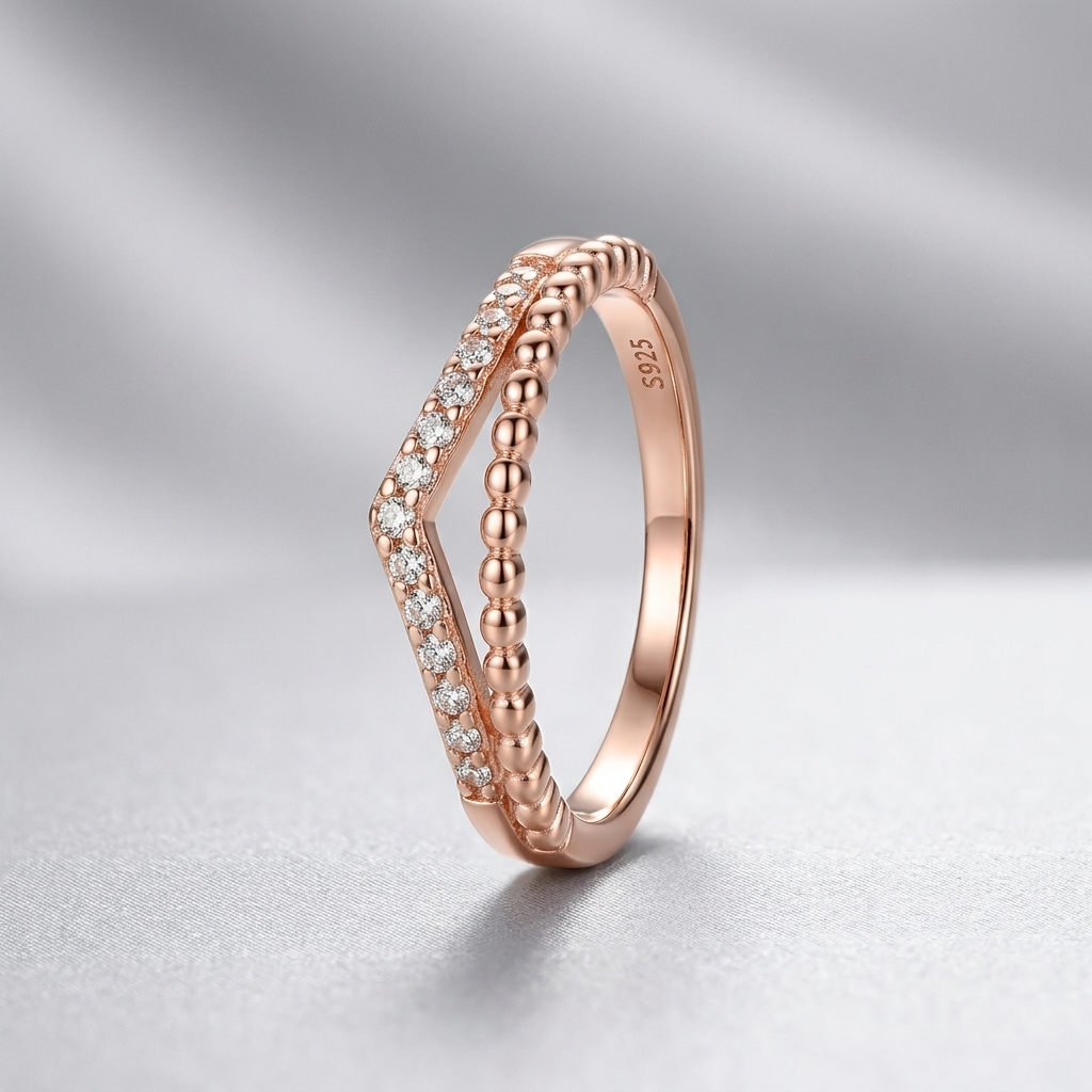 Rose Gold Chevron Ring - Image 3