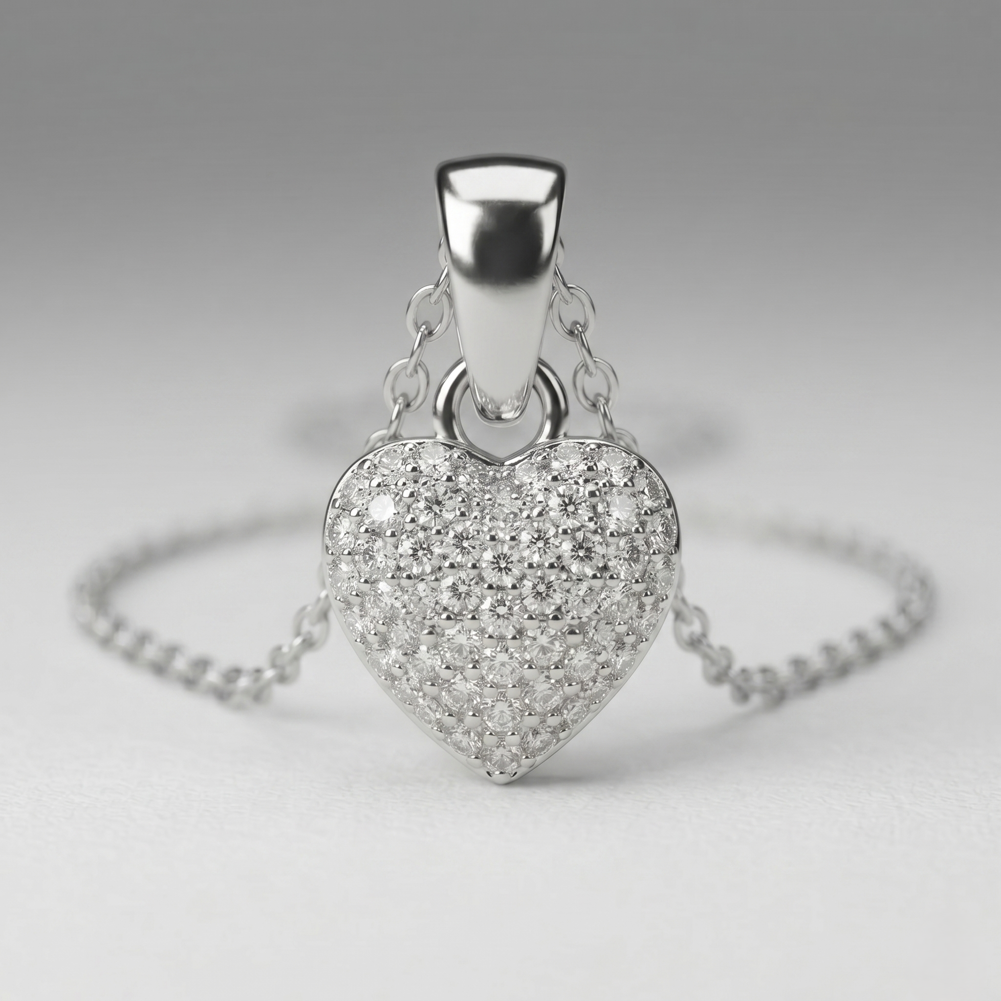 Silver Heart Cubic Zirconia Pendant Necklace - Image 2