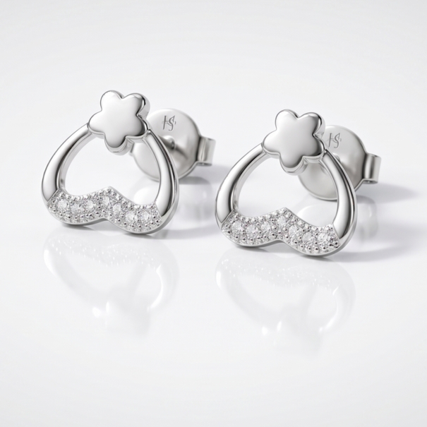 Crystal Heart Stud Earrings