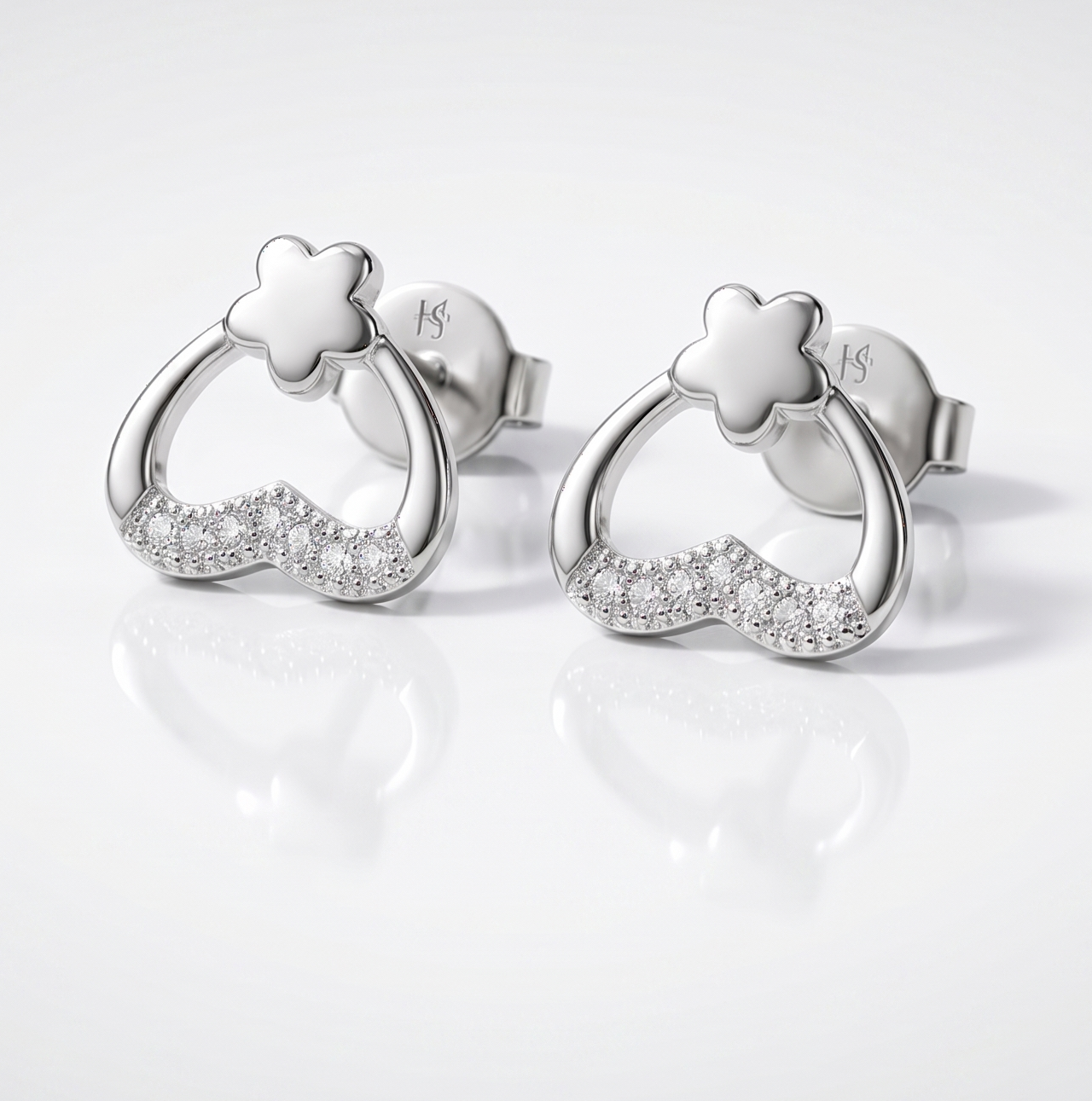 Crystal Heart Stud Earrings
