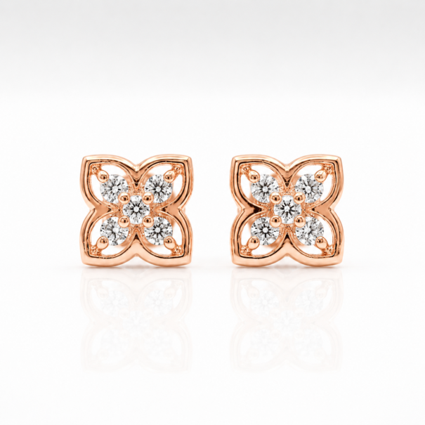 Golden Floral Stud Earrings