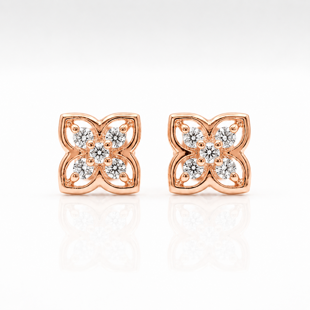 Golden Floral Stud Earrings