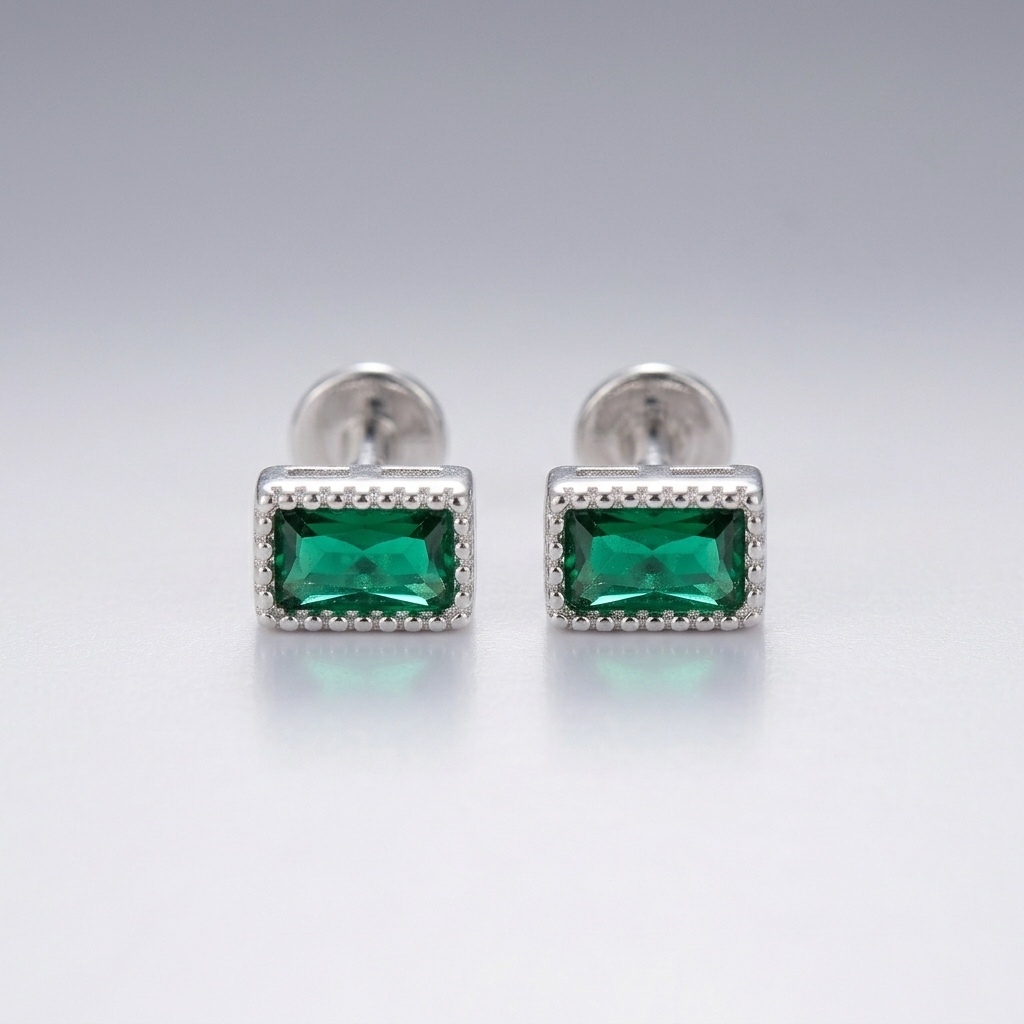 Emerald Green Stud Earrings
